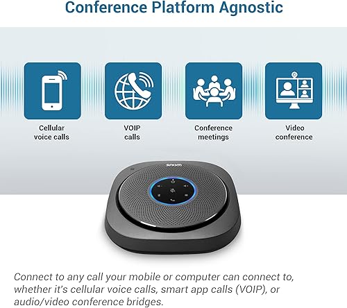 Miniatura 4 de Snom Altavoz de conferencia Bluetooth 5.0 C300 con 6 micrófonos, tiempo de llamada de 24 horas, control por aplicación, USB C, oficina en casa y
