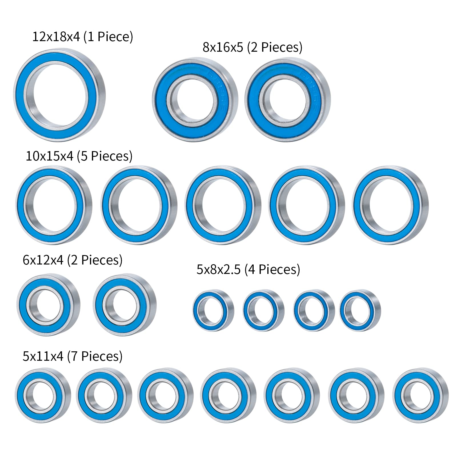 TRB RC 2pcs. 13x19x4mm Precision Ball Bearings Chrome Steel ABEC 3 Rubber Seals