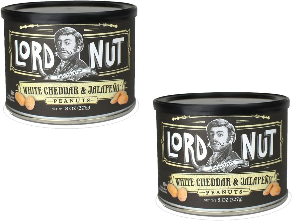 Lord Nuts Levington White Cheddar and Jalapeno Peanuts Certified Kosher 8 oz 2 pack(Dairy)