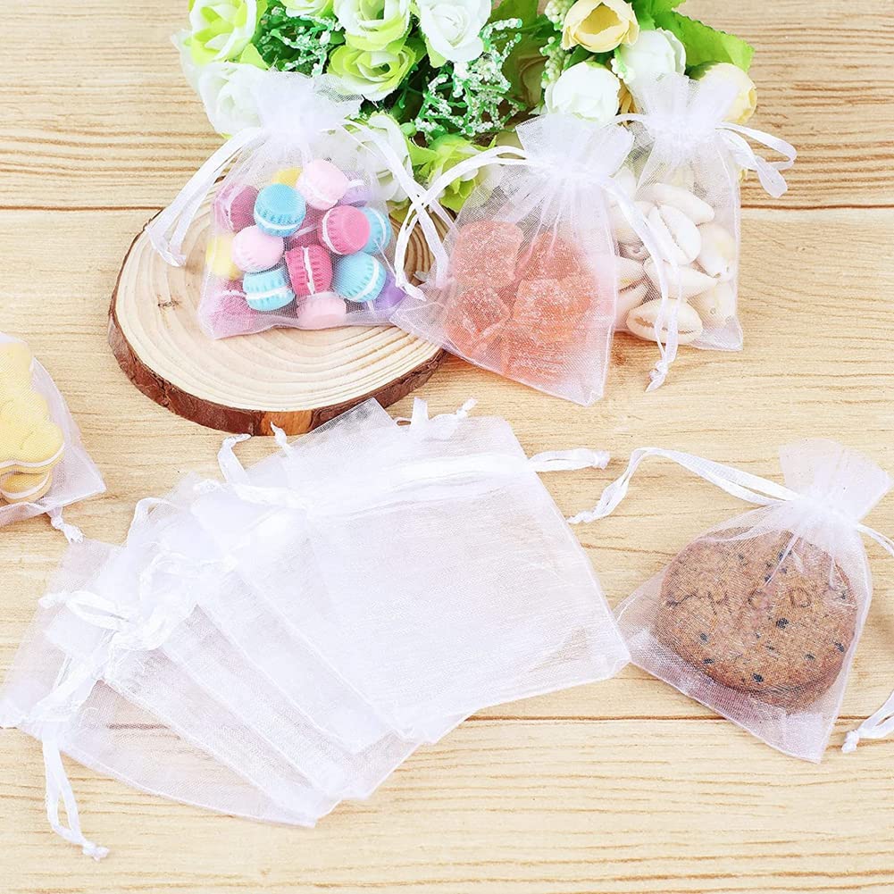 100 Sacchetti In Organza Trasparente Rossi Con Coulisse – 6x8 Cm, Per Bomboniere, Gioielli E Regali Di Natale - 3