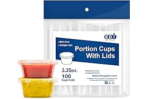 EDI 3oz Clear Disposable Plastic Portion Cups with Leakproof Lids
