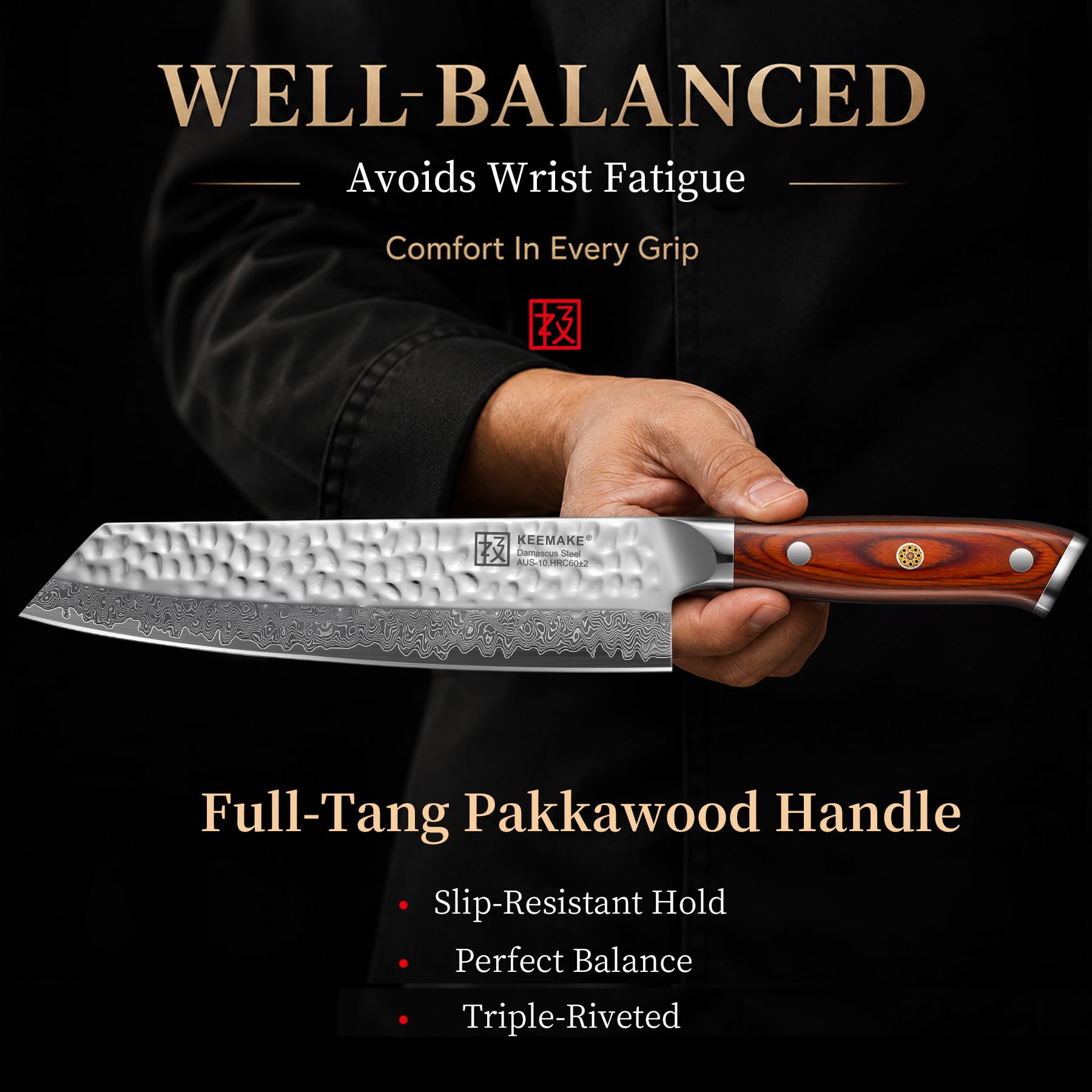 8 Inch Damascus Chef Knife, Japanese Kitchen Knife with VG10 Steel — Amazon image 4
