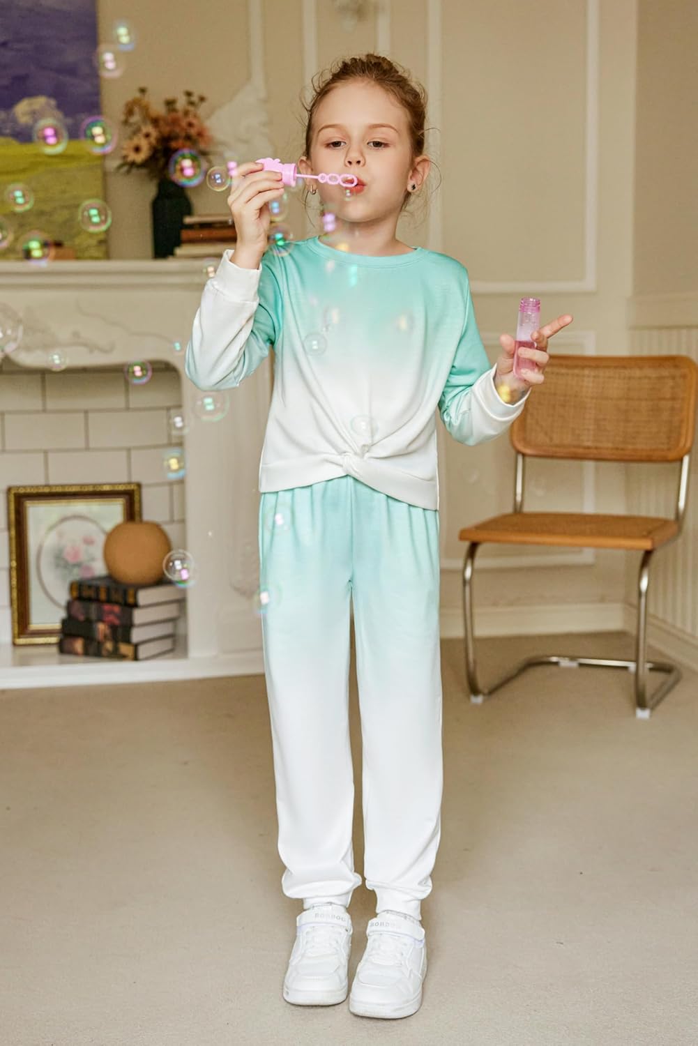 Arshiner Girls 2 Piece Outfits Fashion Twist Front Tracksuit Long Sleeve Pullover Sweatshirt Sweatpants Jogger set Sweatsuit - Image 4