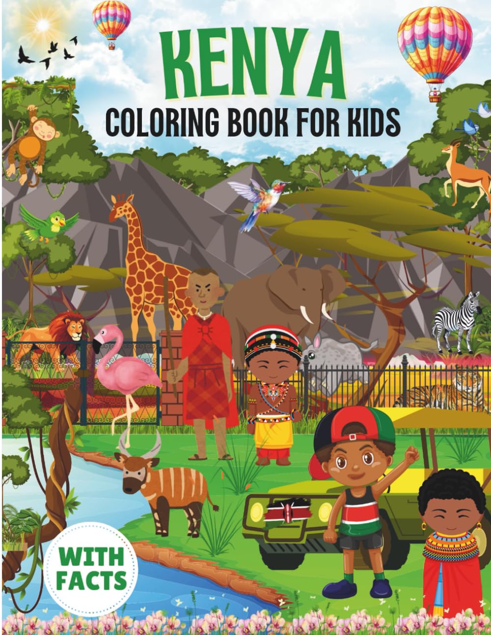 Kenya Coloring Book for kids with facts