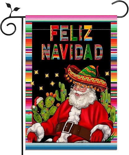 Nepnuser Bandera de jardín de Feliz Navidad, decoración mexicana de Navidad, suministros de fiesta de invierno español, suministros de fiesta de