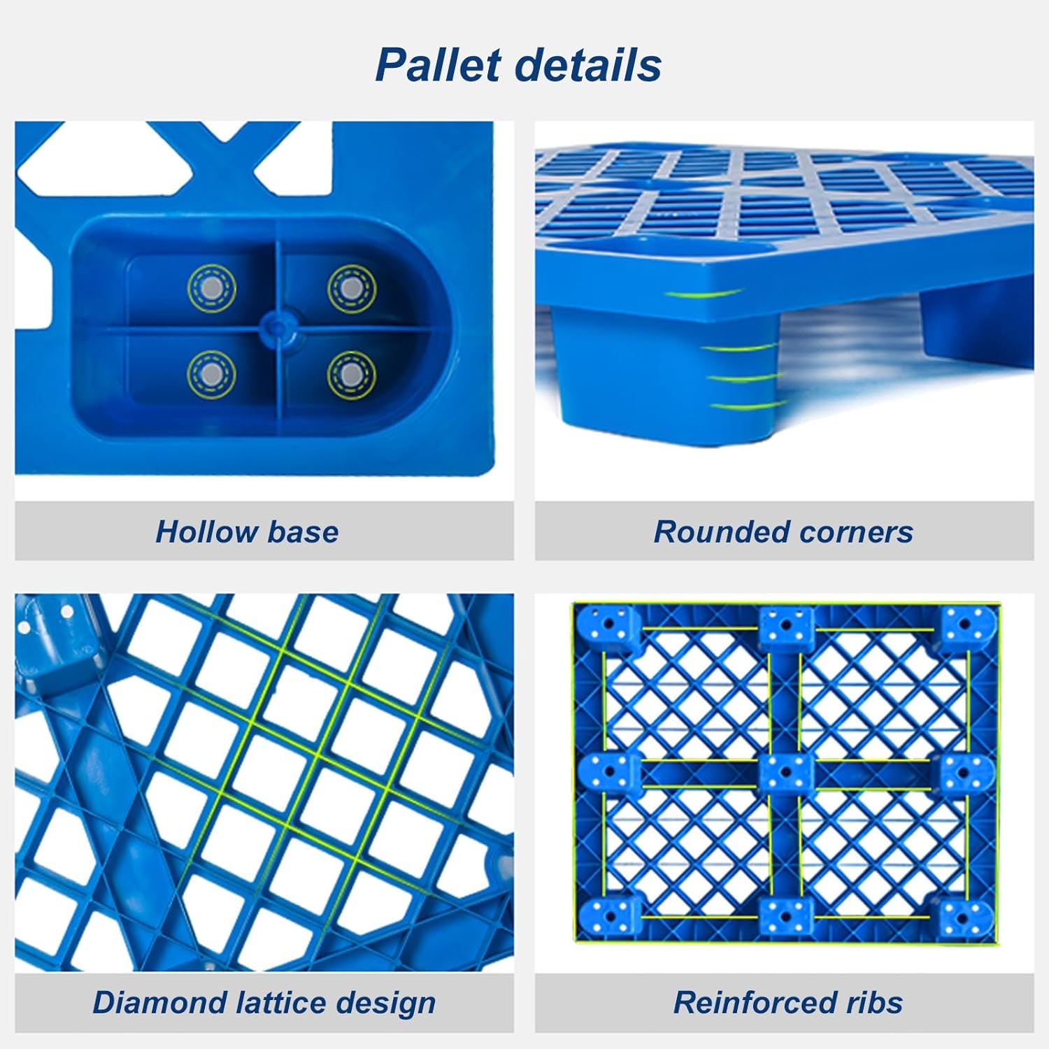 Plastic Pallets, Plastic Mesh Sheet, HDPE Material, Increased Base, can be Used for Forklifts, High and Low Temperature Resistant(80x80x14CM/31x31x5IN)