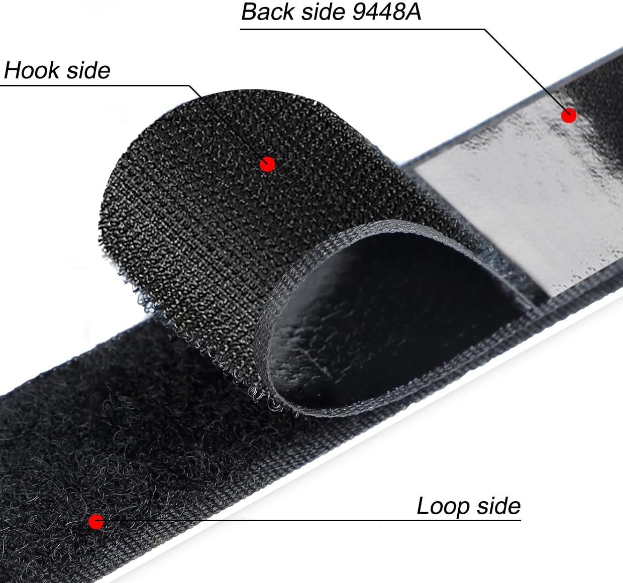 3M 9448A Hook and Loop Tape 1" x 10ft White Self Adhesive Interlocking Nylon Strips Heavy Duty Reclosable Tape for Securing Car Carpets Organizing Tools Alternative to Screws Zippers