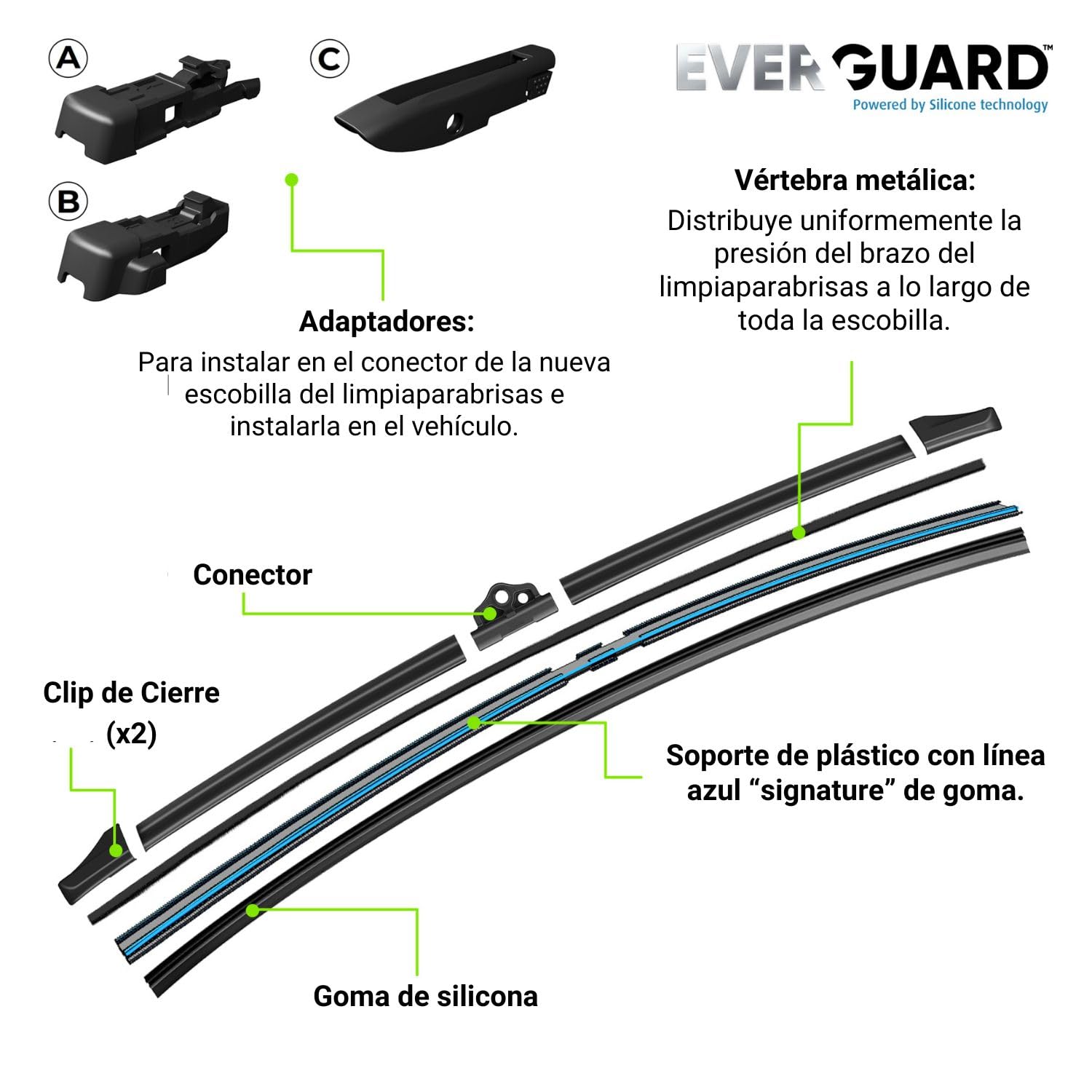Valeo Everguard 2x Limpiaparabrisas VSK1 - Delanteras - 600 mm / 400 mm