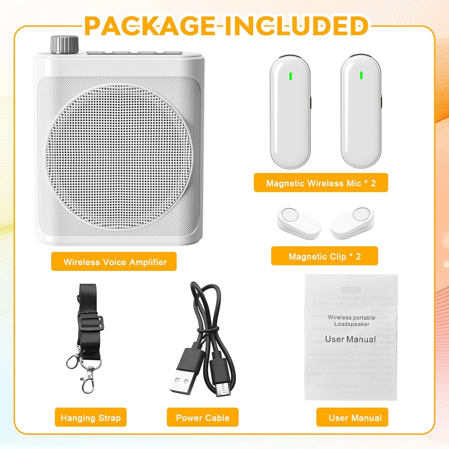 Voice Amplifier with Magnetic Wireless Lavalier Lapel Microphone for Teachers, Portable Bluetooth Speaker with 2pcs Clip-On Microphones,Mini Megaphone Speaker PA System for Classroom/Yoga/Meeting - Image 9