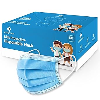 Careview KIDS 4 Ply Disposable Surgical Face Masks Pack of 50, Blue Color, PFE>95%,BFE>99%, SITRA, BIS (ISI), and CE certified (KIDS-4PLY-MASK)