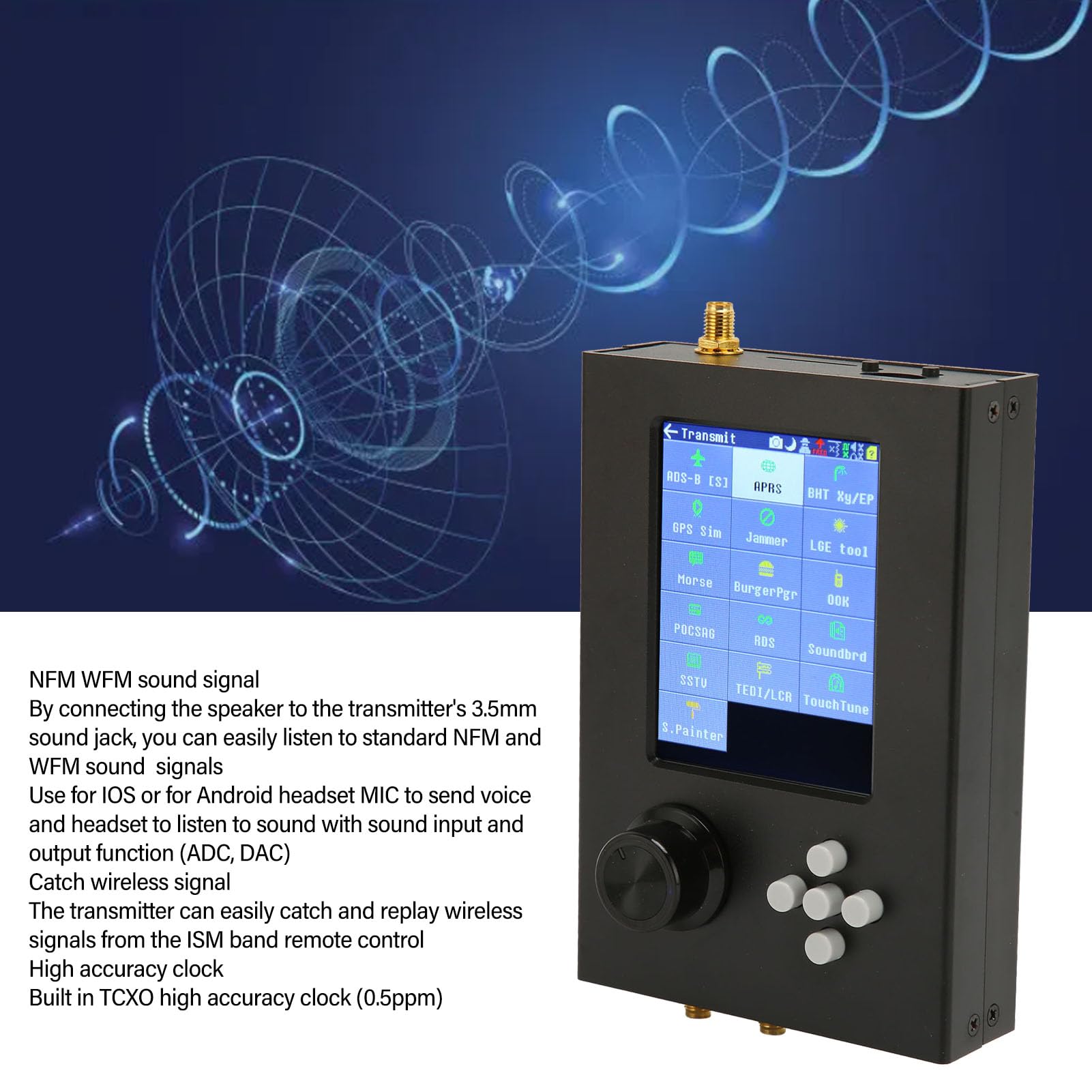 SDR-Funkempfänger, voll funktionsfähiger H2-SDR-Funkempfänger, 1 MHz bis 6 GHz TXCO-Software-Funkempfänger, 3,2-Zoll-LCD-Software-Funkempfänger für PortaPack
