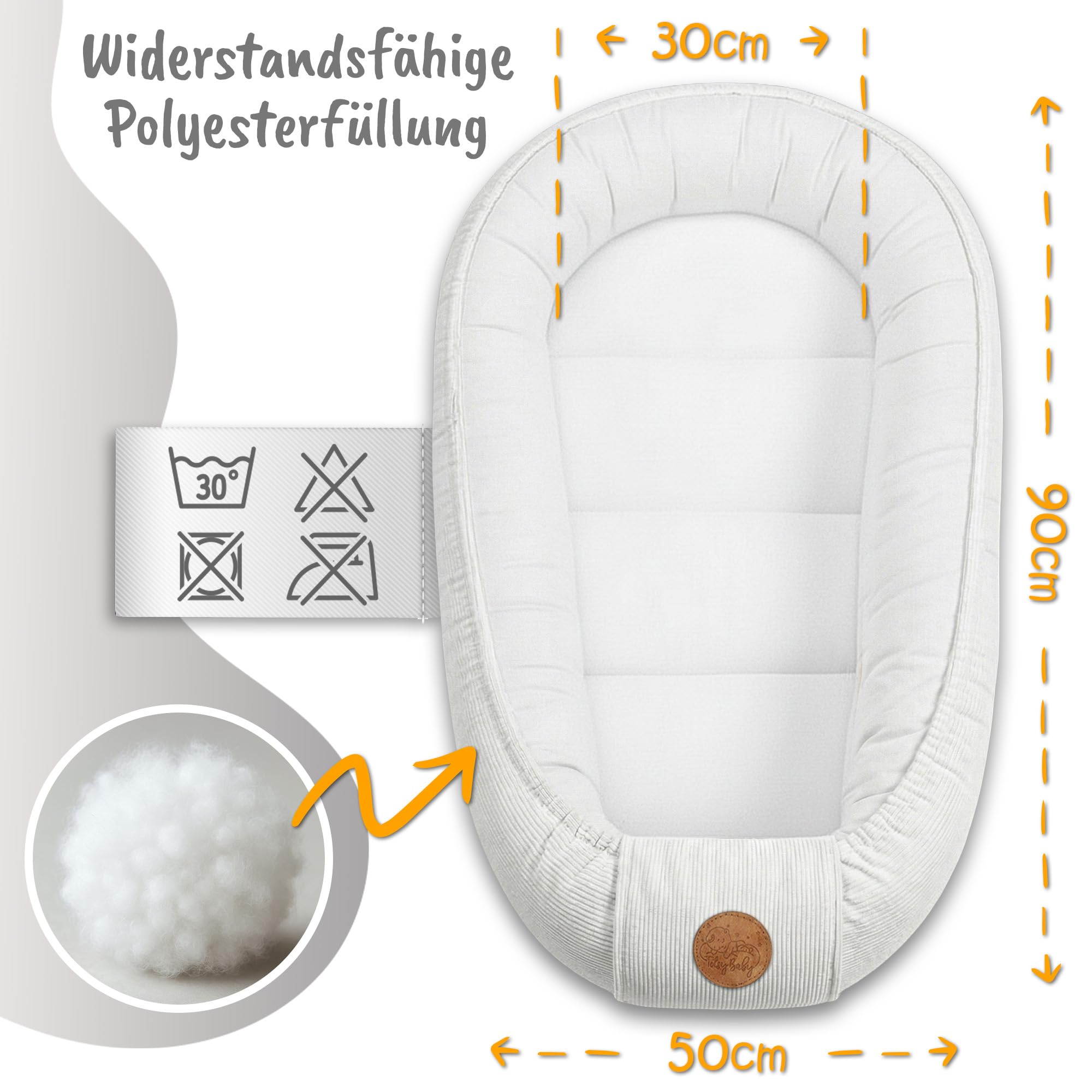 Totsy Baby Couffin Cocon Nid Bébé Réducteur de Lit - Babynest Portable pour Berceau Couchage Enfant Douillet Câlin Garçon Fille Nouveau Né Nido Beige Velours côtelé