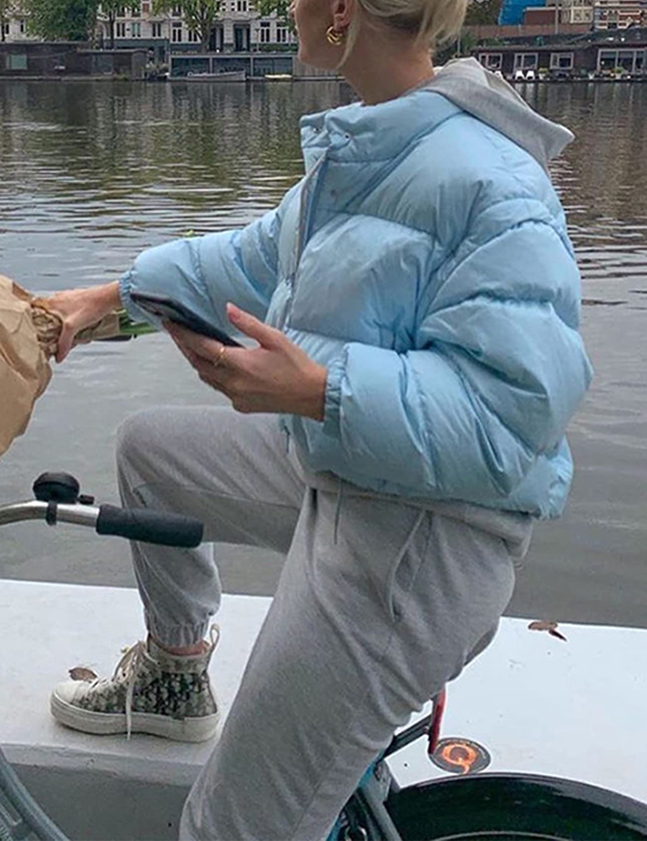 Gihuo Women' s Cropped Quilted Puffer Jacket Outerwear Coats