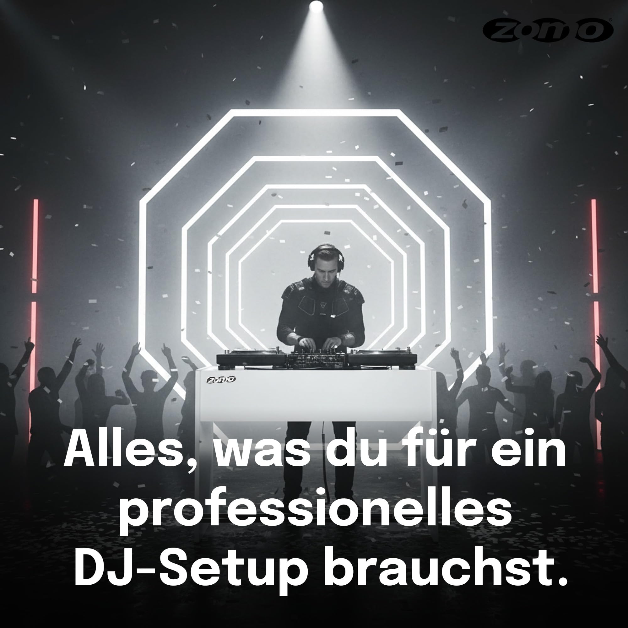 Zomo Deck Stand Ibiza 120 - DJ Tisch 123 x 50,6 x 96 cm - Weiß - MDF Holz - 39,2 kg - für 2 Decks und einen Mixer bis 12 Zoll