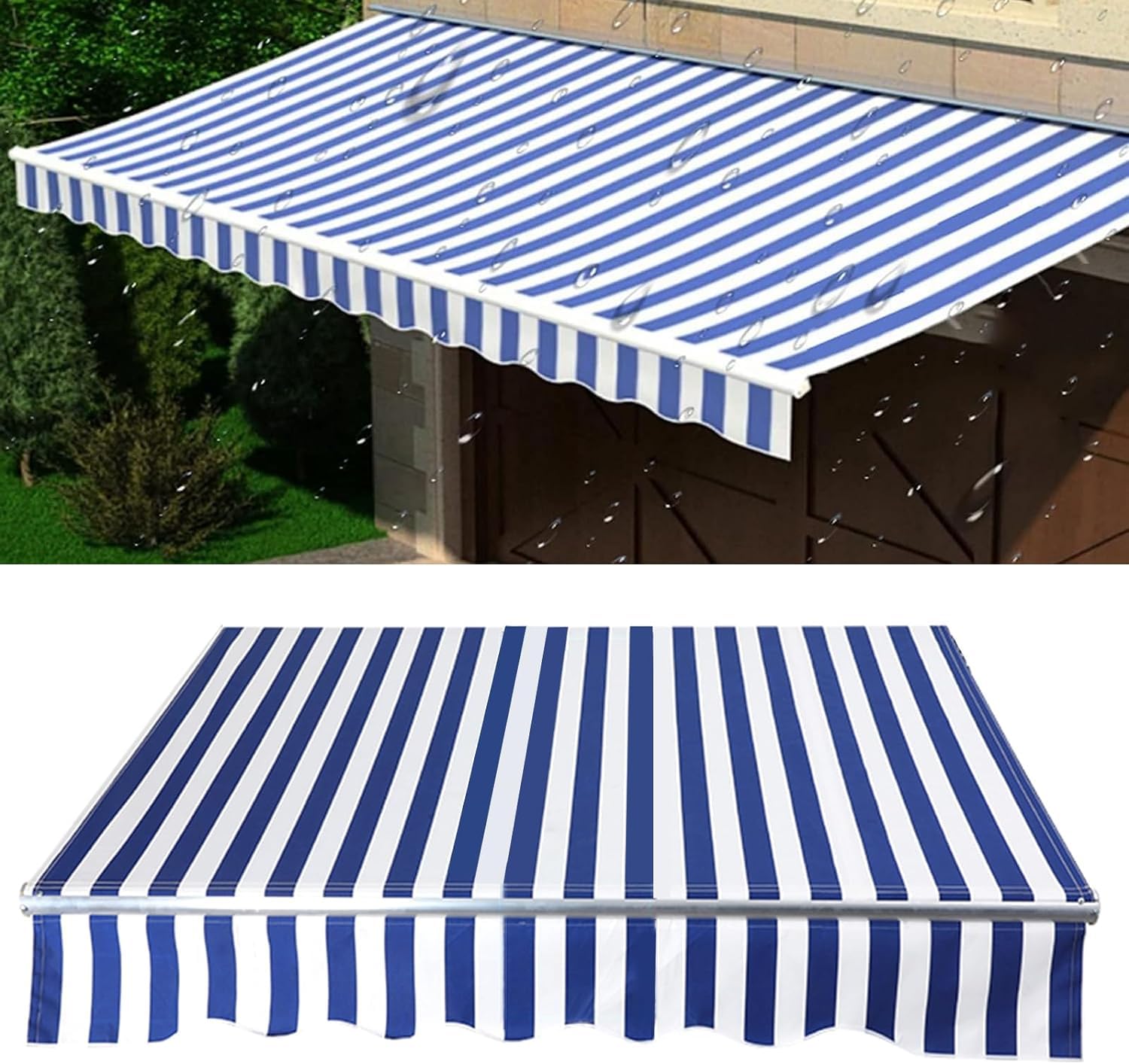 Toldo retráctil para jardín y patio ELzEy tela de repuesto impermeable de lona 6m x 2.5m