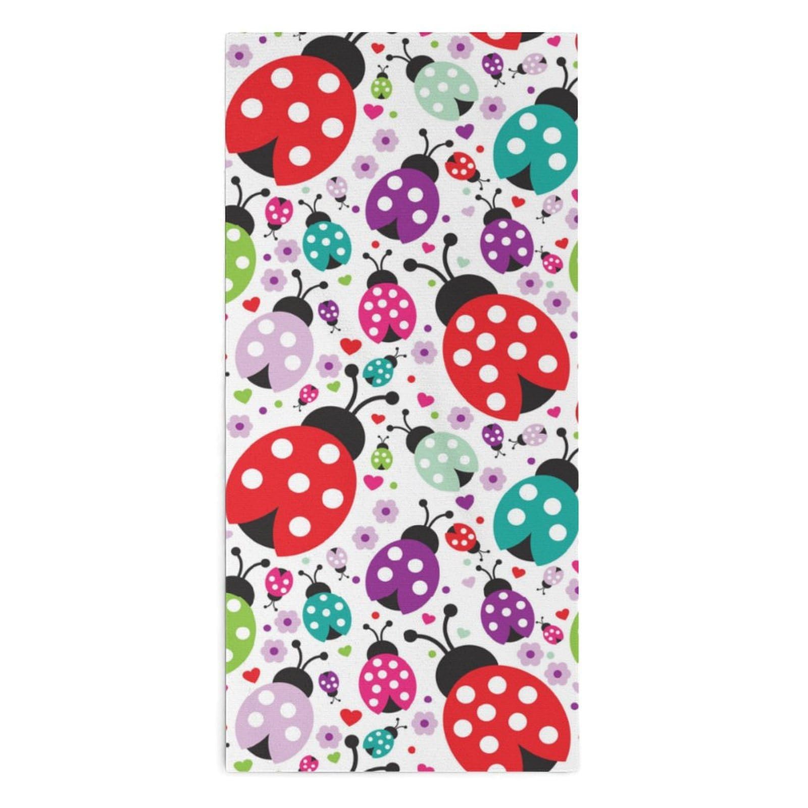 NCLQVJXZKHW Colorful Ladybug Hand Towels Soft Face Towel Gym Bathroom Travel Hotel 13"x28"