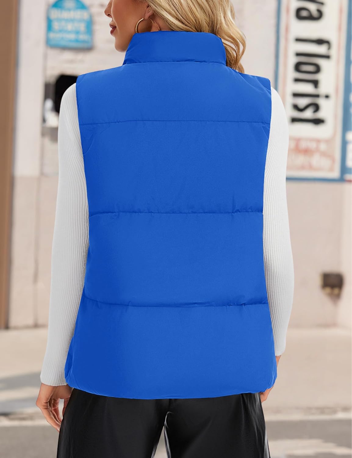 YUCOLEN Down Puffer Vest for Women Warm Winter Quilted Padded Puffy Vests with Pockets Stand Collar Zip Up Coat