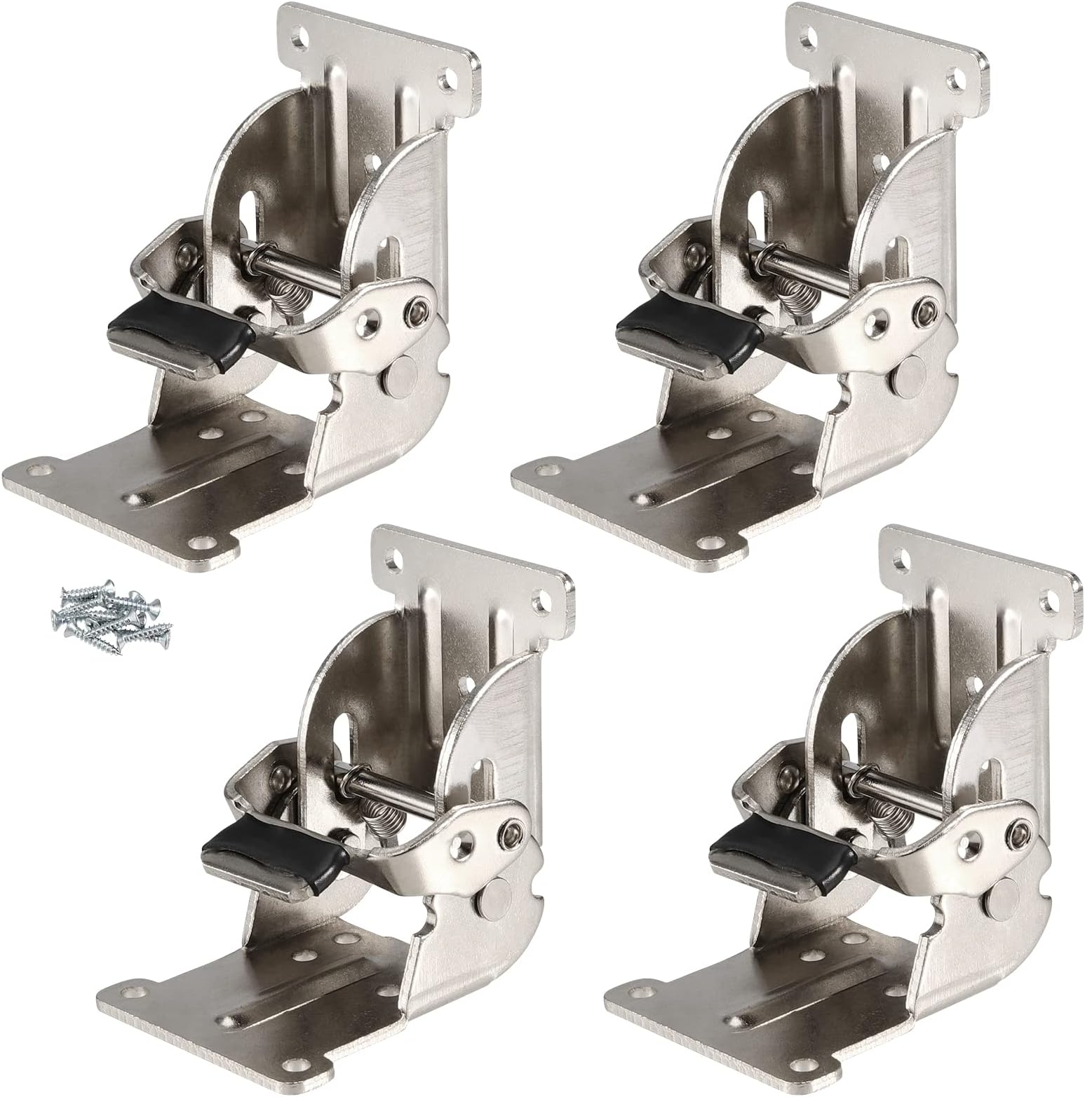MANCHAP 4 PCS Folding Leg Hinge Bracket, 0-90-180 Degree Foldable Support Bracket Self-Locking Hinge with Screws, Lock Extension Support for Table Leg, Bed Leg, Workbench, Silver