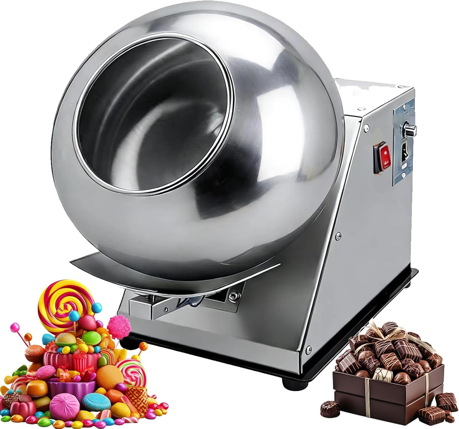 Controsoffitto Macchina di rivestimento al cioccolato 680W Panning di zucchero elettrico per noci caramelle di lucidatura automatica Riscaldamento piccolo apparecchio da cucina commerciale 2-5kg capac