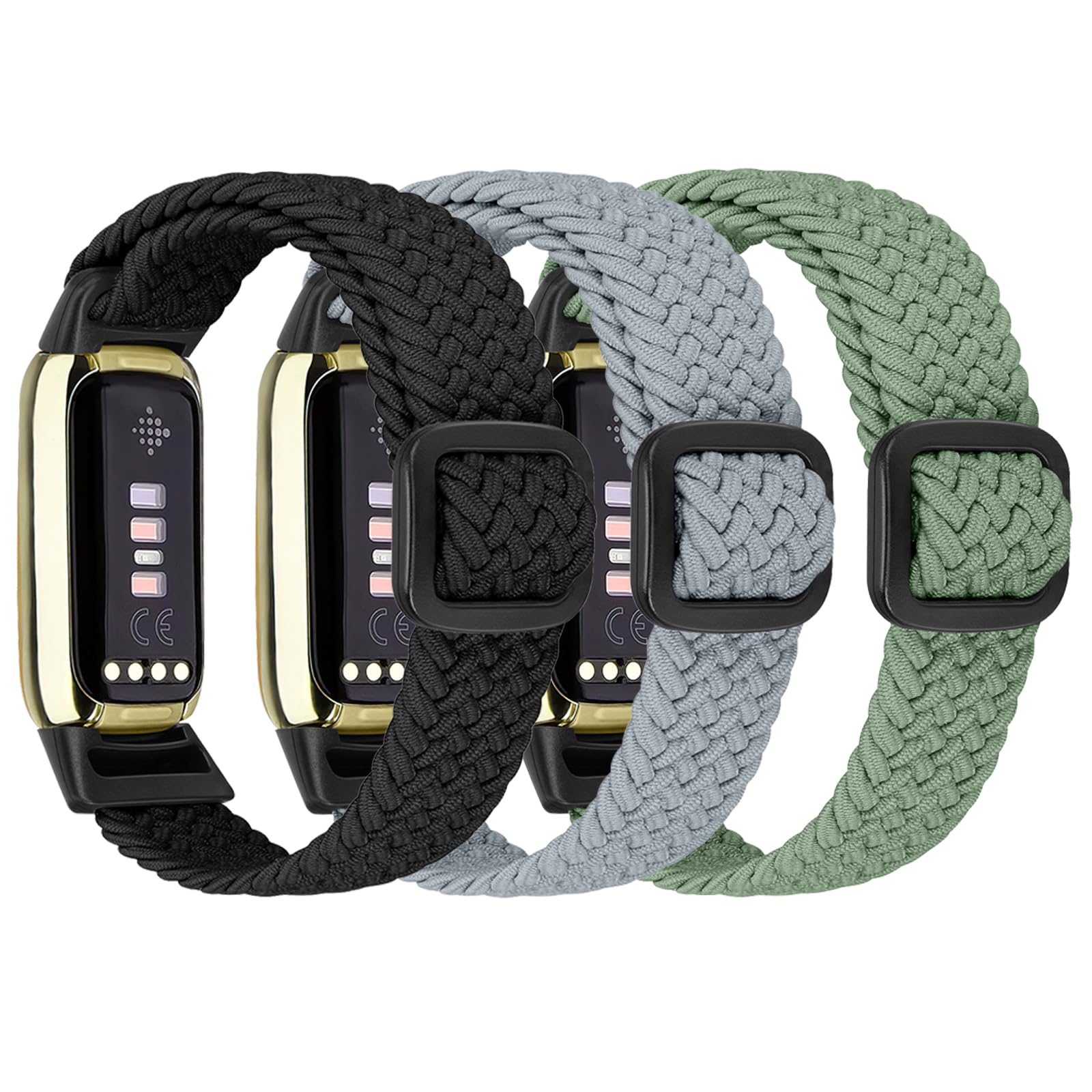 3 Packs Elastic Braided Bands Compatible with Fitbit Luxe/Luxe Special Edition, Adjustable Stretchy Bands Elastic Sport Wristbands for Fitbit Luxe for Women Men