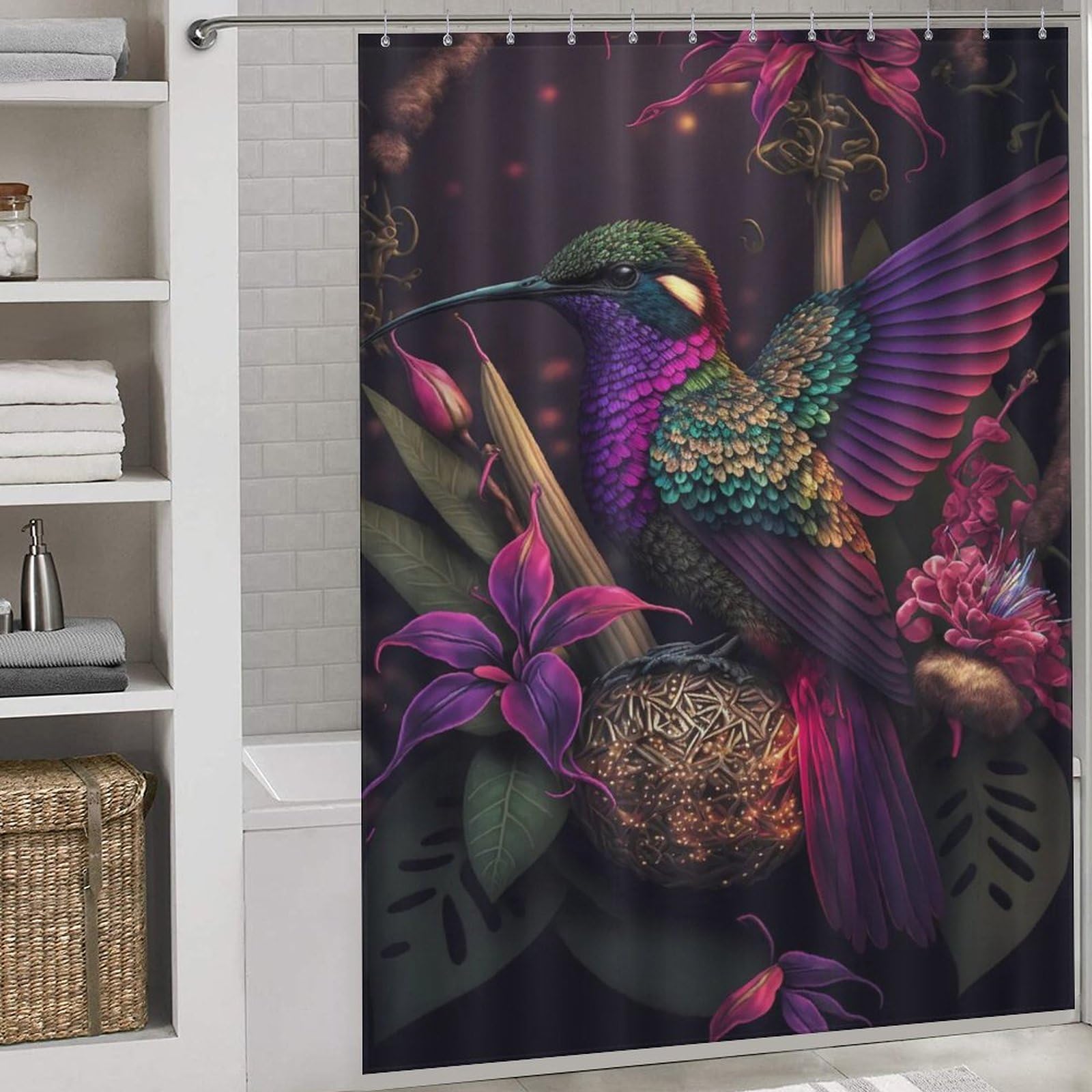 Rideau de douche colibri coloré pour transformer l'ambiance de votre salle de bains