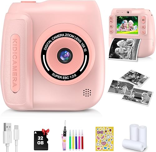 Cámara de impresión instantánea para niños, cámara instantánea para niños con videos de 1080P, regalos de cumpleaños de Navidad para niñas y niños