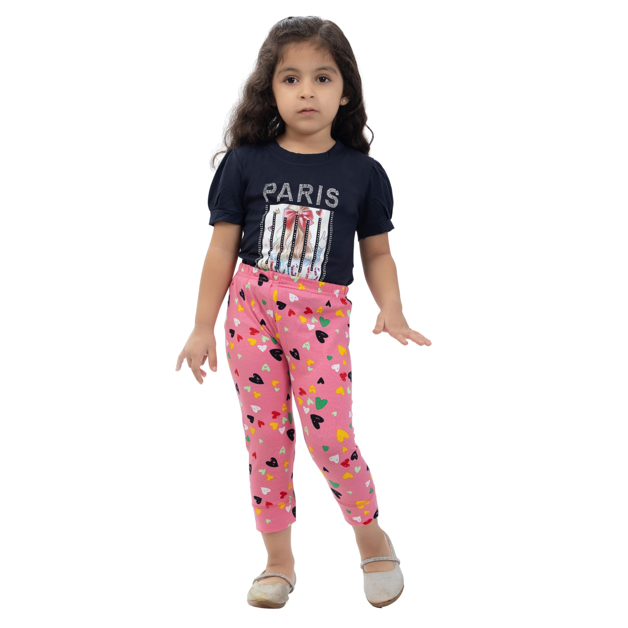 comfycute Pure Cotton Capri for Girls Kids | Stretchable Non-Transparent Soft & Comfortable, Breathable Skin-Friendly, Regular Fit, Bottom Wear for Daily Use - Image 3 thumbnail