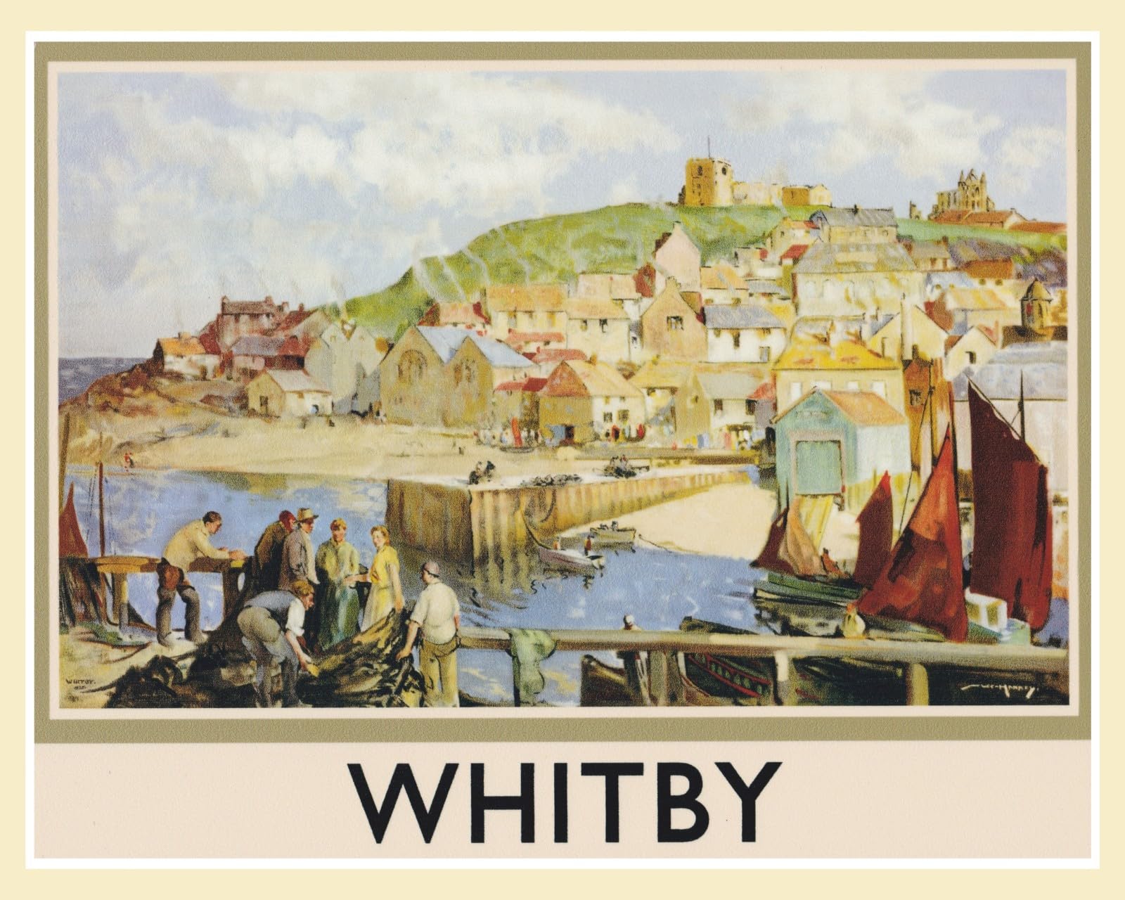 Whitby Harbour Yorkshire Holiday Resort Nostalgic Metal Plaque Sign Outdoor Decoration Plaque 8X12 Inch