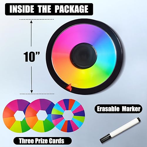 Miniatura 4 de Novelty Place Rueda giratoria de premio de 10 pulgadas, tarjeta giratoria de doble cara de 8/16 de mesa, marcador de borrado en seco, ideal para