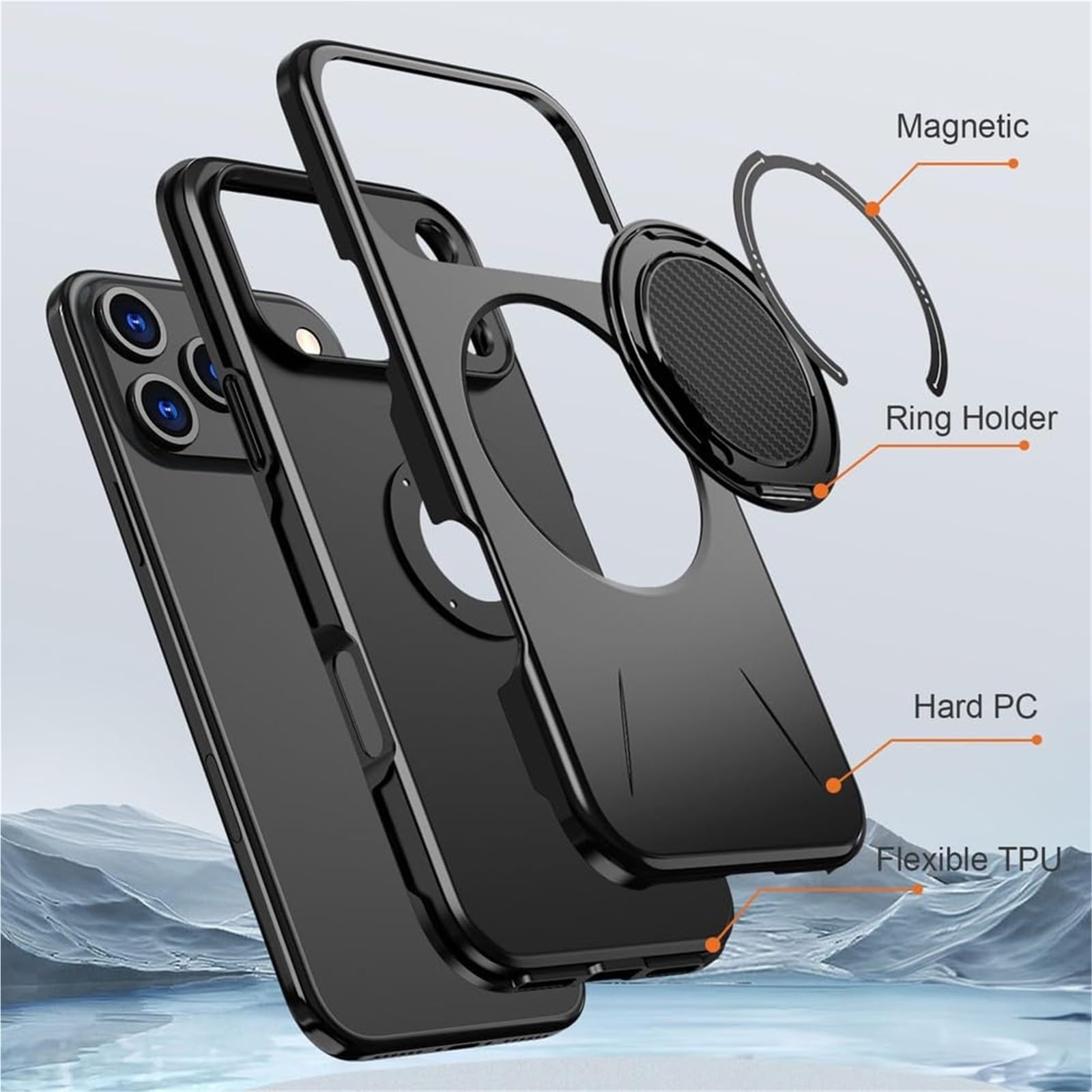 Genérico Etui na telefon iPhone 17 Pro Max/17 Pro/17 Air/17, ochrona przed wstrząsami z aparatem antypoślizgowa obudowa (czarny, 17 Air)