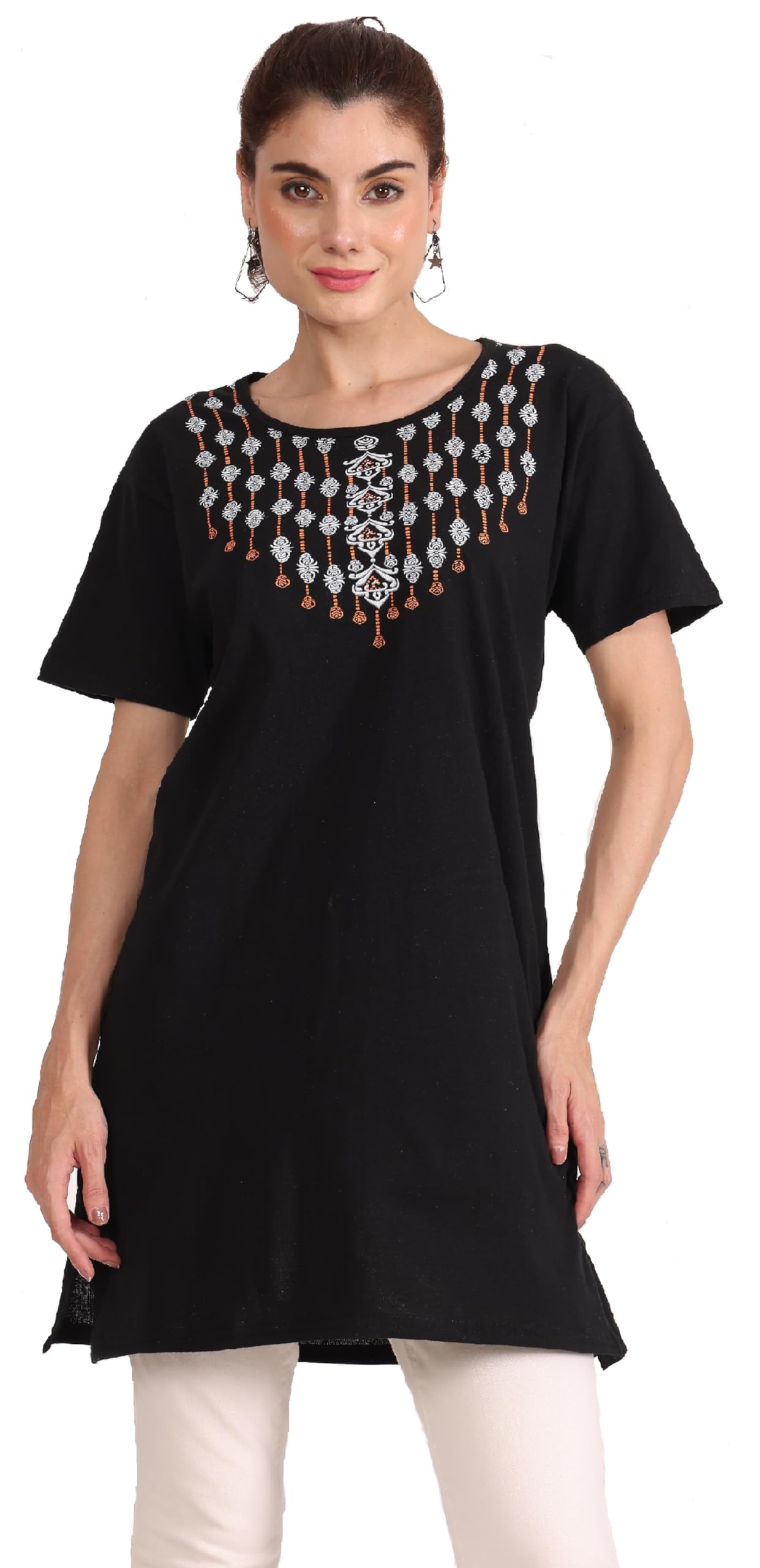 kg best collection Woman Long T-Shirt(Gla PRNT Black-l)-picture-49
