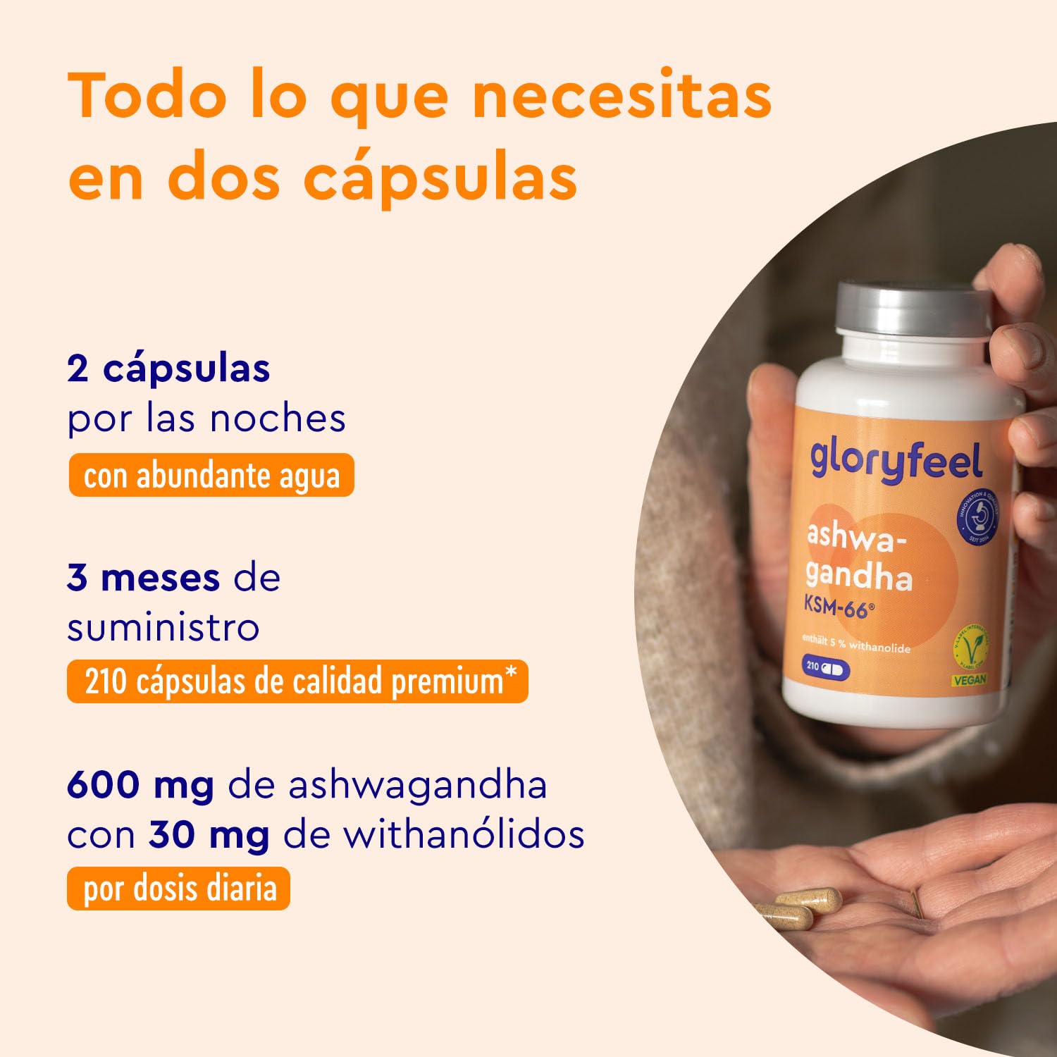 Ashwagandha KSM-66® 7.200mg de Ashwagandha, 600mg Extracto (12:1) - 210 Cápsulas - Baya del sueño de la India - Vegano, probado en laboratorio en Alemania, sin aditivos