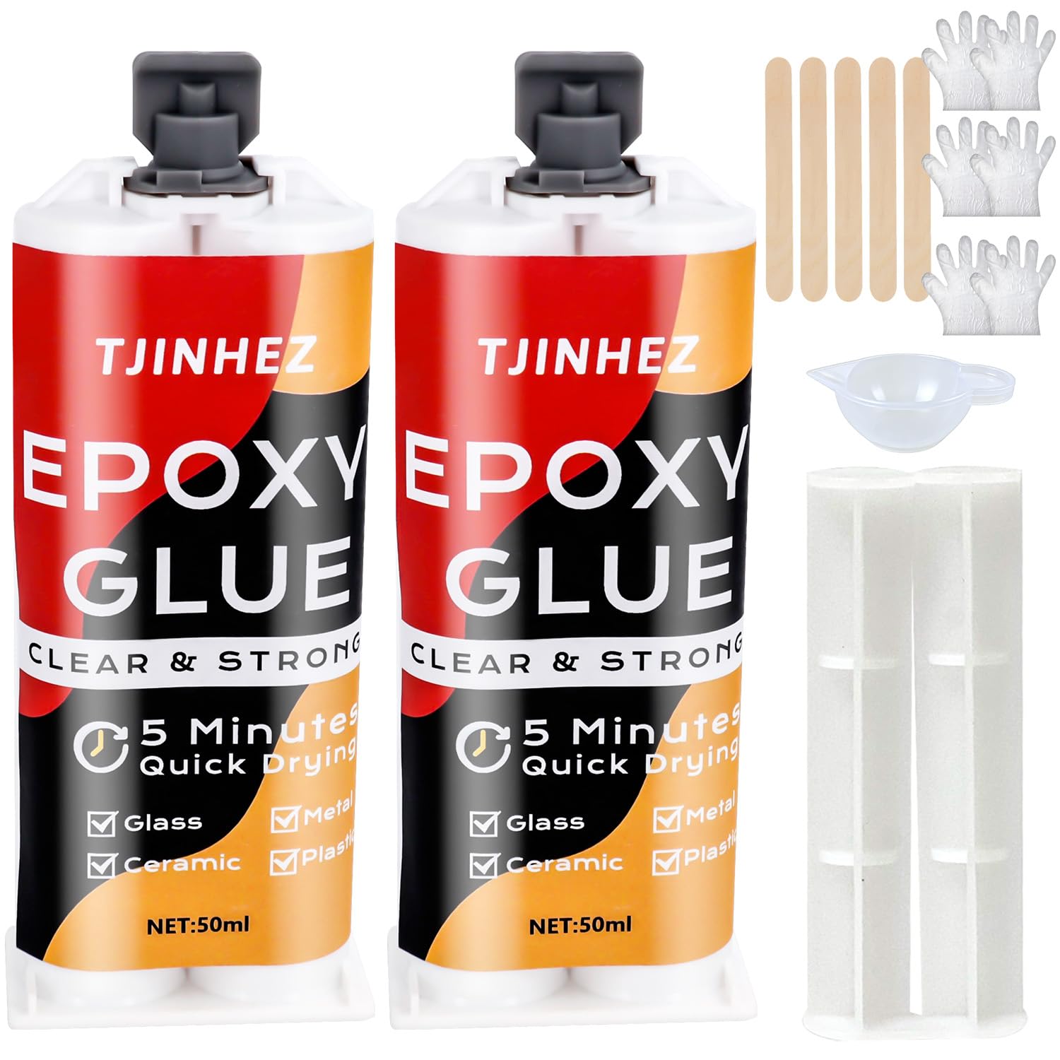 2K Epoxidkleber 100ml - 5 Minuten Schnellhärtender Kraftkleber | Transparenter 2 Komponenten Epoxidharz | Extra Stark, Wasserdicht & Hitzebeständig | Für Kunststoff, Holz, Glas, Stein, Keramik, Metall