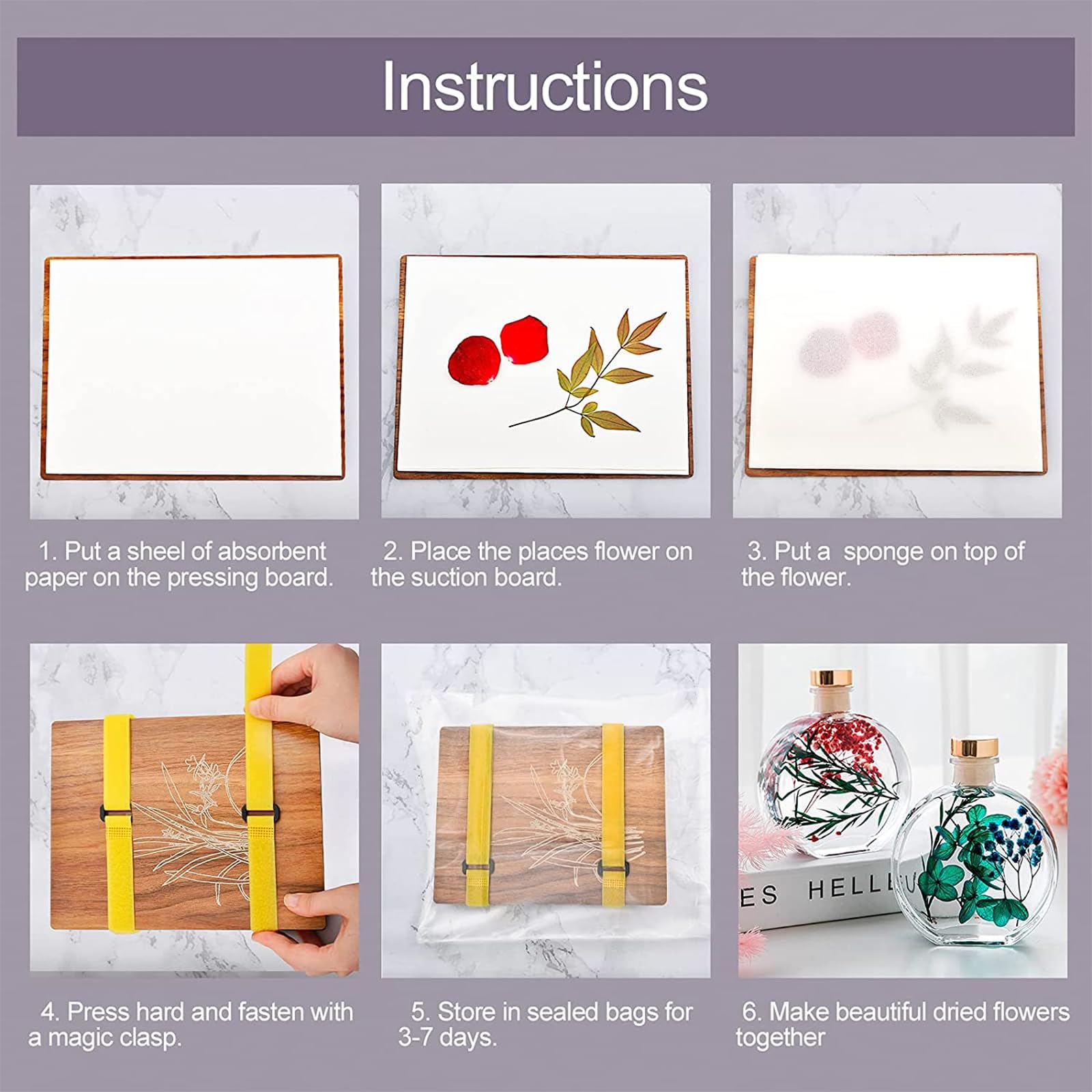 WANDIC Kit de prensa de flores, libro avanzado de prensa de plantas, kit de arte de madera grande para manualidades, especímenes, aprendizaje al aire libre, orquídea