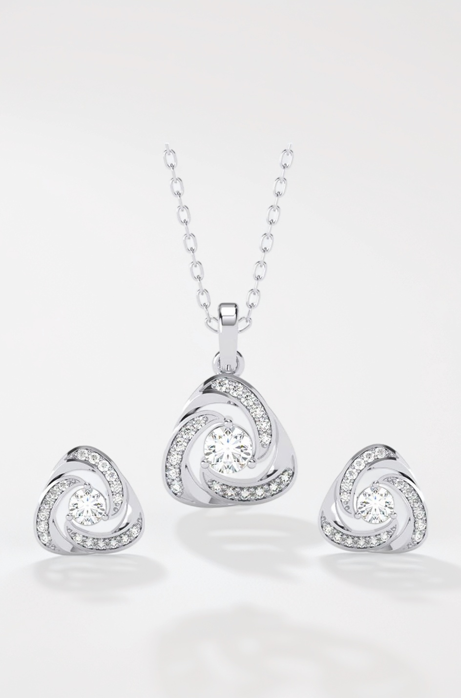 925 Sterling Silver Bianca Solitaire Pendant Earrings Chain Necklace Jewellery Set | Platinum Plated, Swiss Zirconia | Valentine Gift for Women and Girls