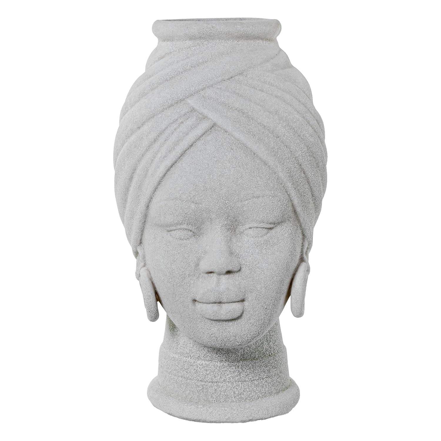 Vase buste africain en céramique blanche texturée haut de gamme