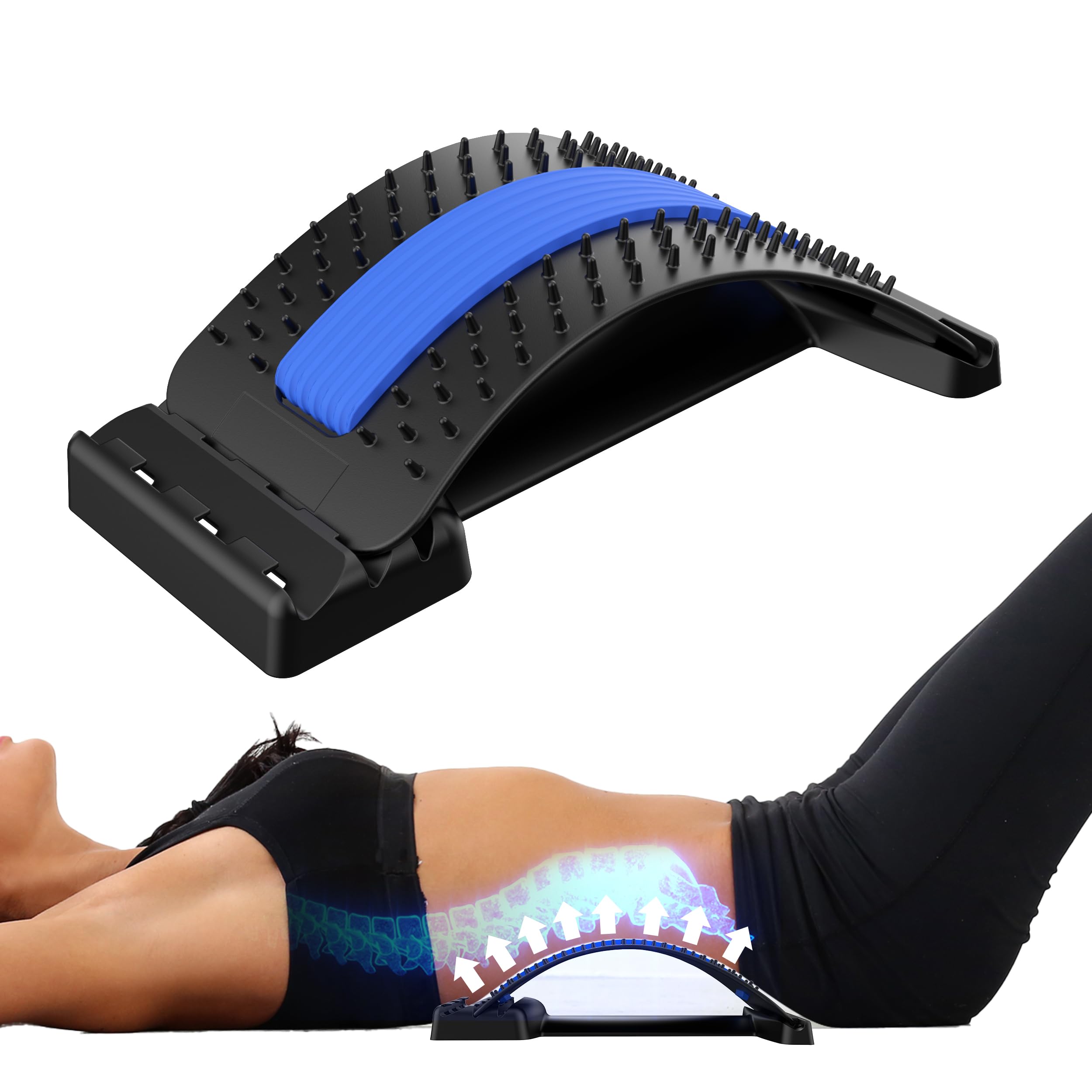 Back Stretcher for Lower Back Pain Relief,3 Level Adjustable Lumbar Back Cracker Board for Sciatica,Back Massager for Herniated Disc, Scoliosis, Spine Decompression,Upper & Lower Back Support