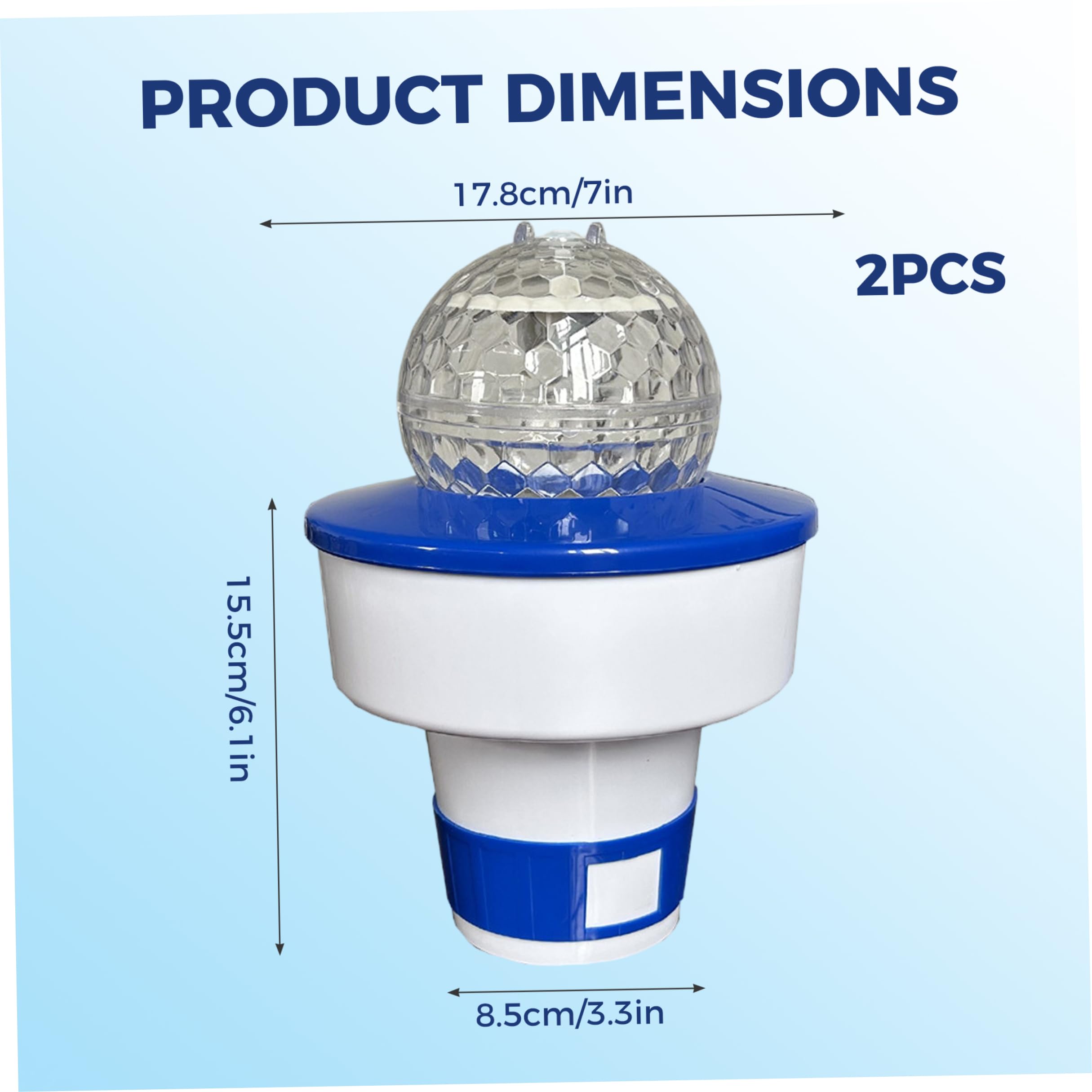 Lot de 2 distributeurs flottants de Chlore Solaire pour Piscine avec lumières Multicolores et débit réglable 20 cm (8 Pouces).