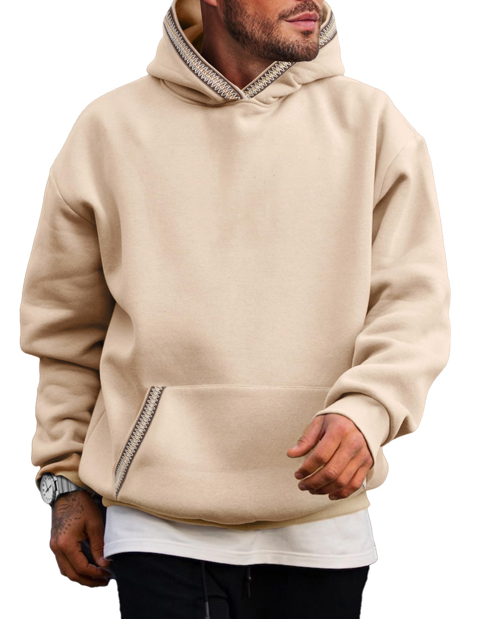 Mens Hoodies Pullover Casual Cotton Fleece Hooded Sweatshirts Long Sleeve Shirts-image-38