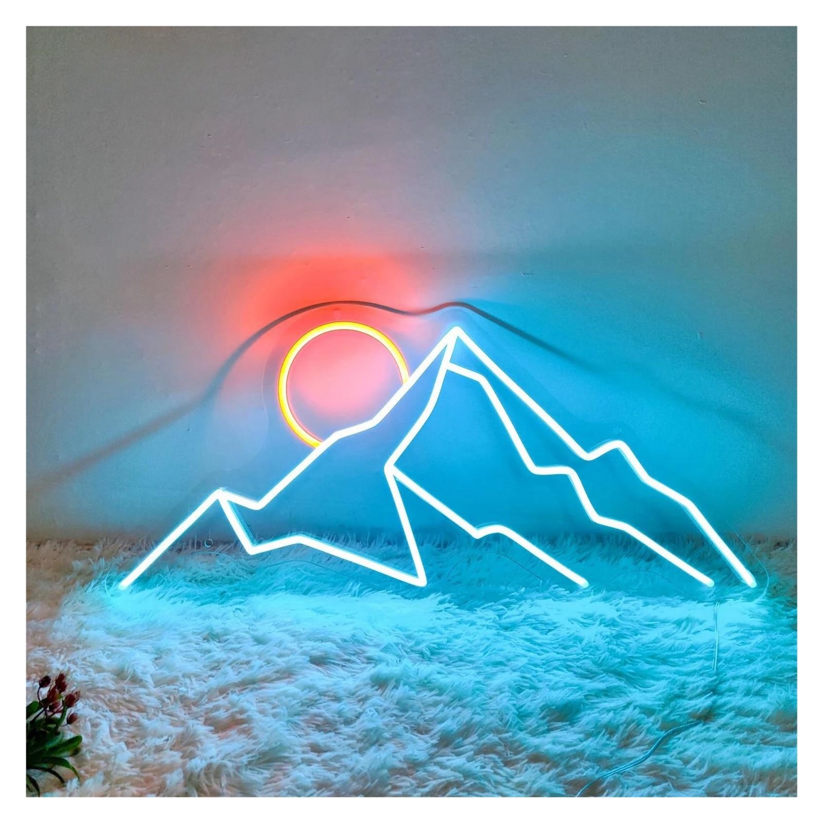 Decoración Lámparas Amanecer Letrero De Neón Montañas Puesta De Sol Luz Regulable Para El Hogar Dormitorio Habitación Estética Decoración De Pared Lámpara De Noche 34cmx17cm