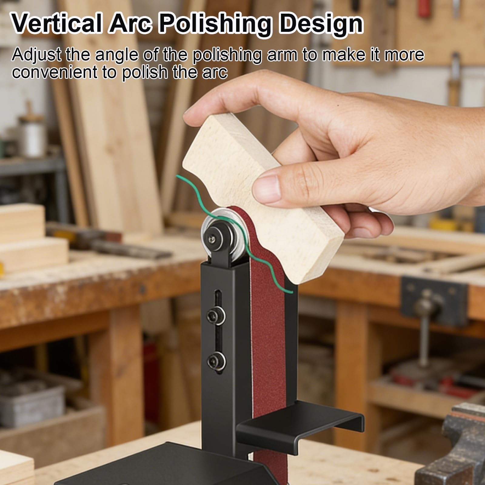 Mini Bandschleifer, Elektrischer Schleifer 7-Stufig Verstellbarer Polierer, Bandschleifer Wird mit 10pcs Schleifbänder Geliefert, Mini-Tischpolierer für Schleifen von Metall, Holz, 250W