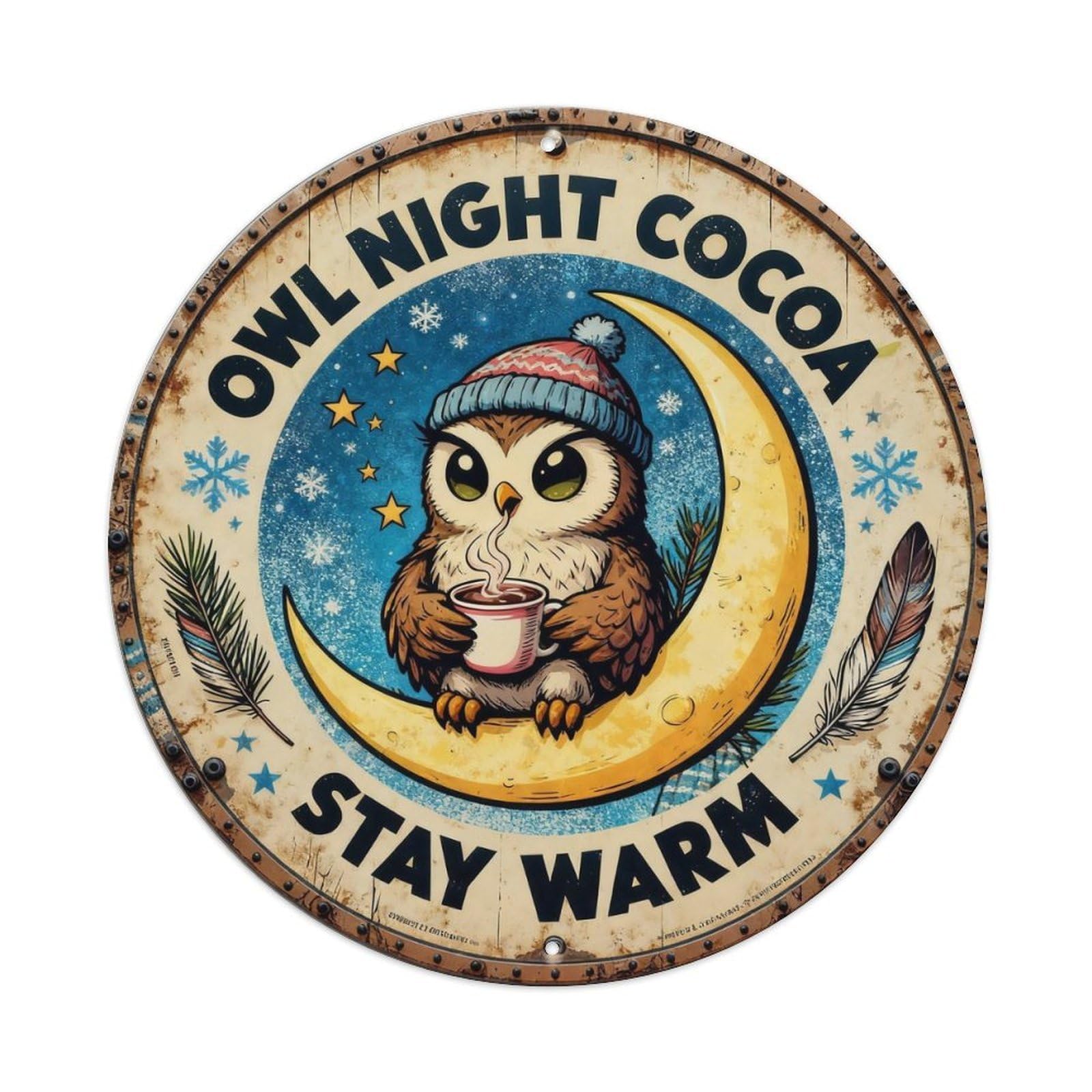 Owl Night Cocoa Sign Metal Tin Sign Plaque