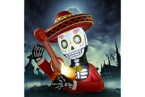 WBHome Coco Inflatable Skull Guitar Halloween Decoration