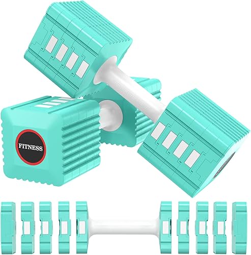 Juego de 2 mancuernas de peso ajustable, 3.4 libras, 5.7 libras, 8 libras, 10.3 libras, 12.6 libras, cada juego de pesas de mano para