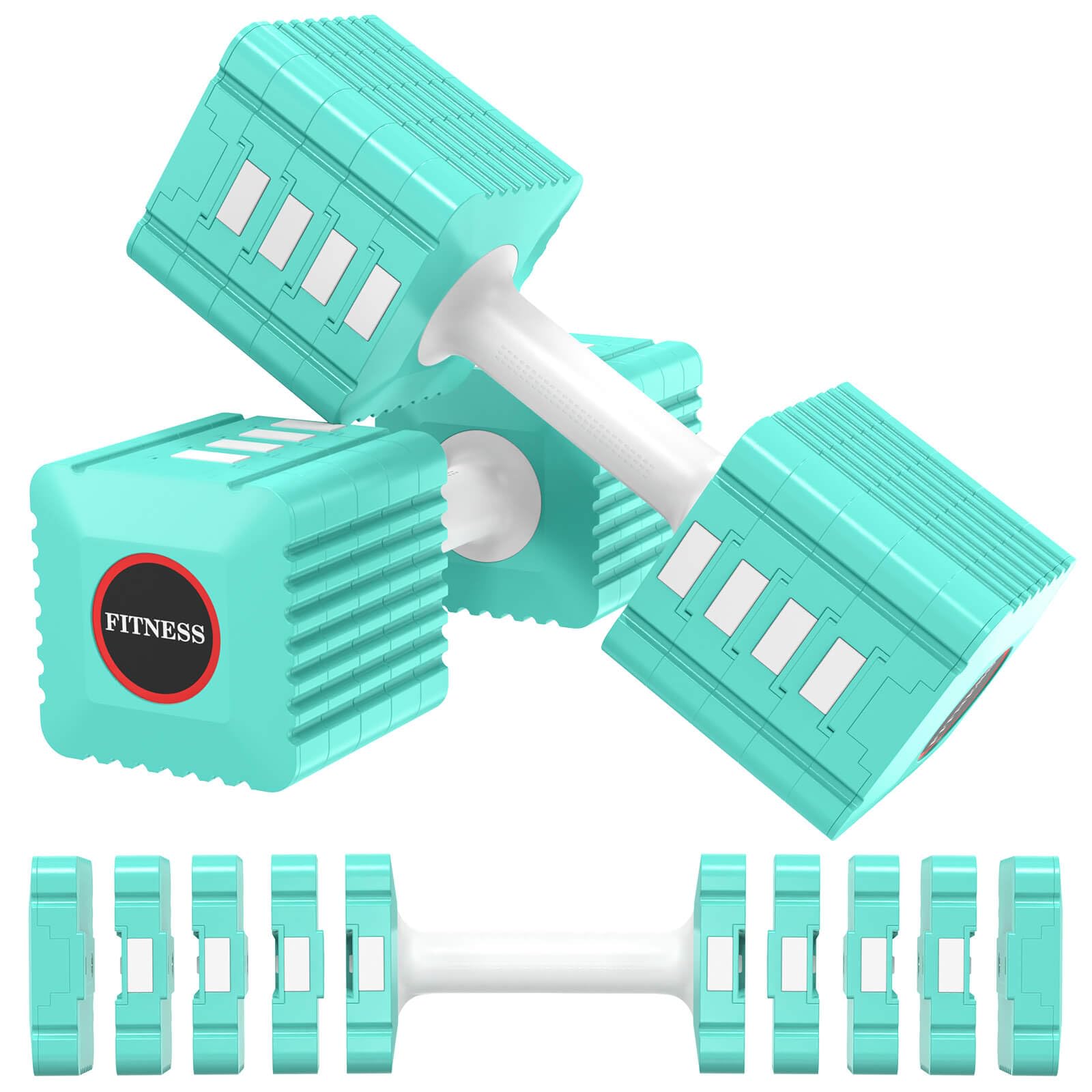 Adjustable Weight Dumbbells Set of 2, 3.4lb/5.7lb/8lb/10.3lb/12.6lb Each Hand Weight Sets for Women/Men, Adjustable Dumbbells Set for Home Gym Fitness Workout Strength Training