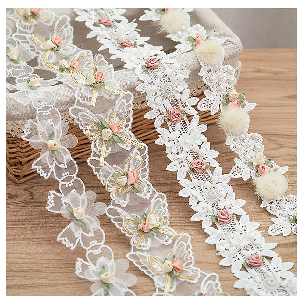 Amazon.co.jp: レースリボン 花型レース 刺繍 花柄 ケミカルレース