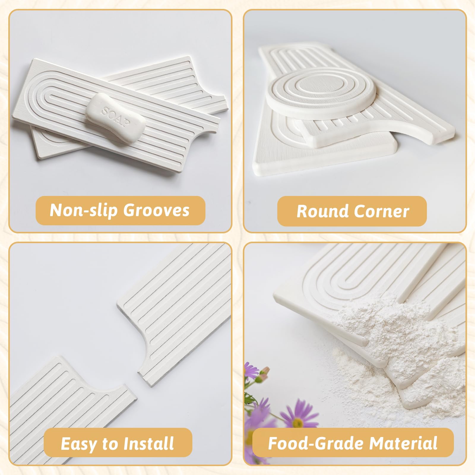 U Shape Sink Draining Mat Behind Faucet, Super Absorbent Diatomite Fast Drying Stone, Quick Drying Splash Guard, Prevents Moisture Buildup, Around Faucet Drip Mat for Kitchen Bathroom Counter, White — Amazon image 6