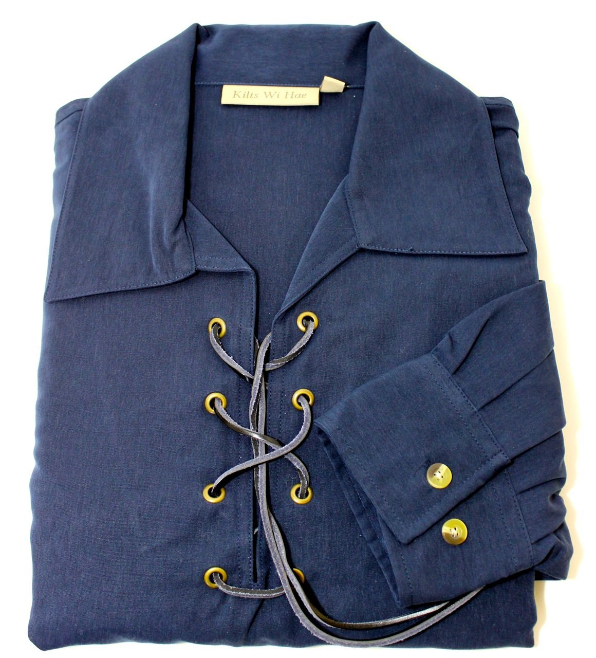 Kilts Wi Hae Deluxe Jacobite Culloden Jacobean Ghillie Shirt - Navy Blue. Own Brand. Sizes Extra Small to 4XL