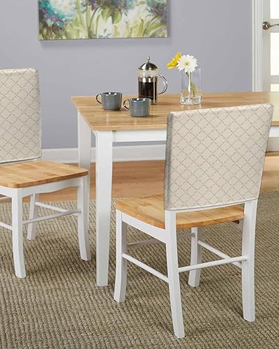 Miniatura 7 de Paquete de 4 fundas para respaldo de silla de comedor con rombos beige, diseño geométrico contemporáneo clásico, abstracto, decoración lavable,