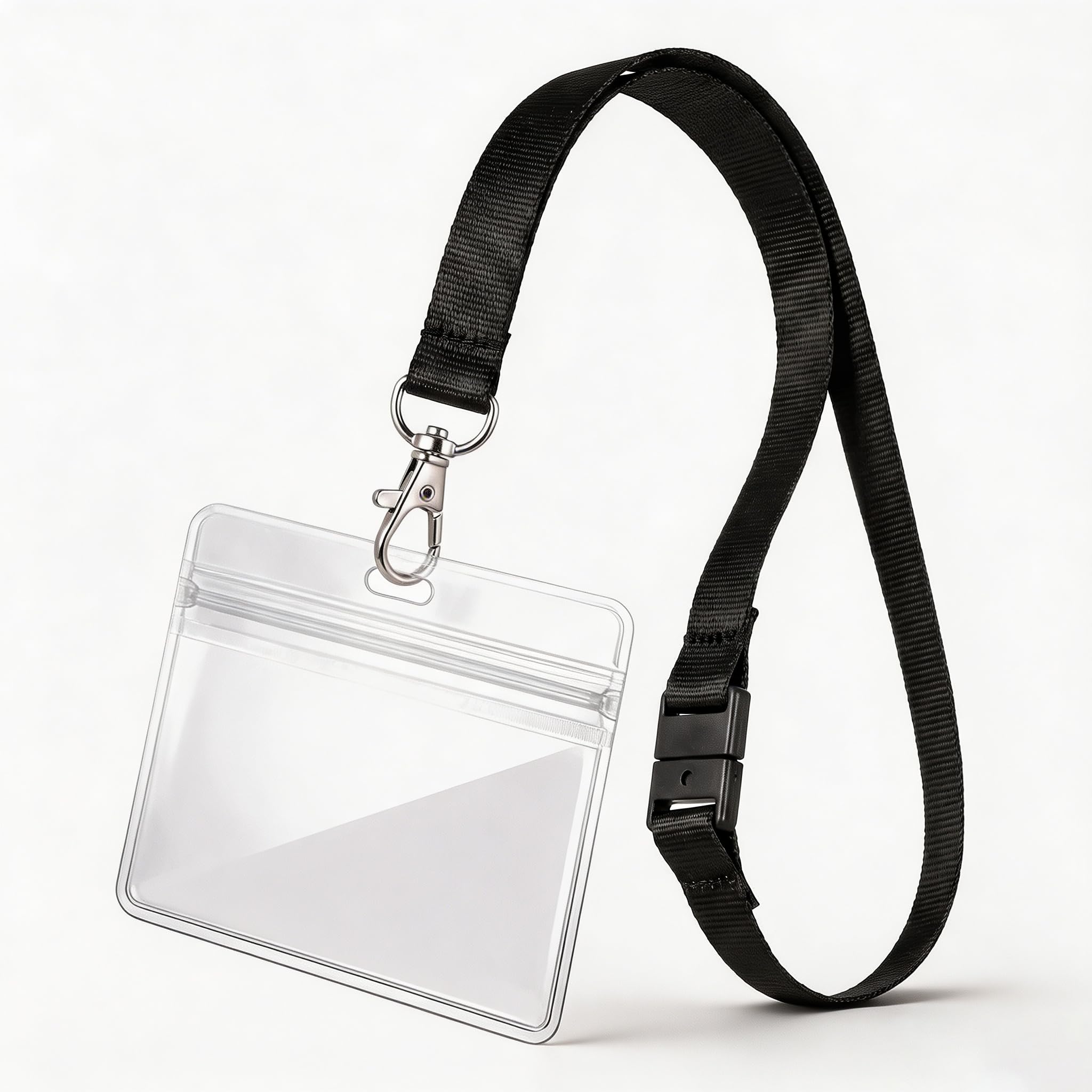 20 Set Safety Breakaway Black Lanyard with Clear PVC ID Card Holder